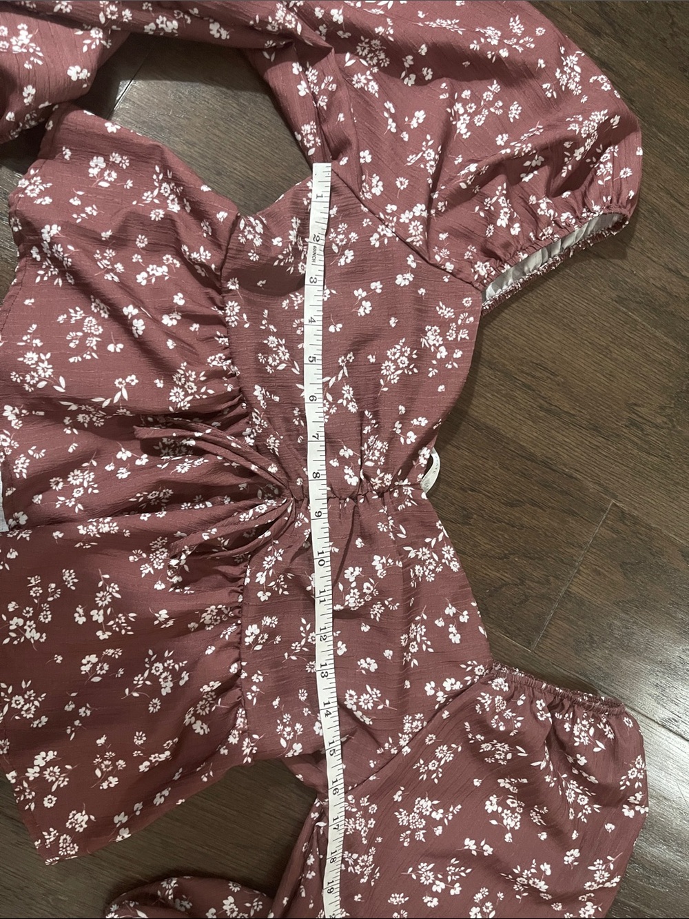 Altar'd State Mauve Brown Floral Ruched Peplum Blouse - Picture 4 of 10